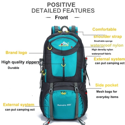 BSCI-Wasser-beständiger wandernder Rucksack 60L, der Bergsteigen-Rucksack wandert