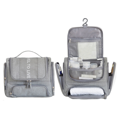 Gray Hanging Cosmetic Bag Makeup-Organisator Travel Kit With Hook Bathroom Accessories