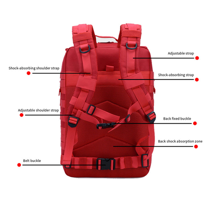 Rotes Polyester-wandern taktischer Reise-Laptop Militärrucksack 45L im Freien