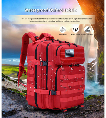 Rotes Polyester-wandern taktischer Reise-Laptop Militärrucksack 45L im Freien