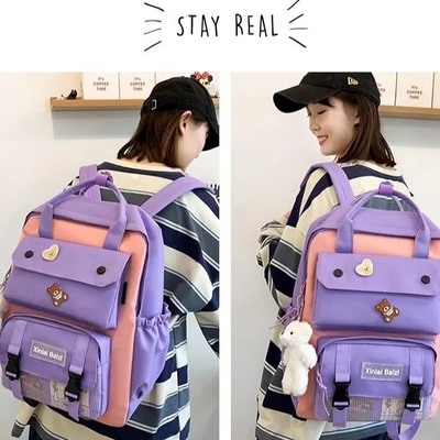 Student Canvas 4 in 1 Rucksack-Satz-Schultasche eingestellt für Mädchen-Jungen