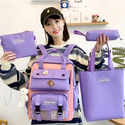 Student Canvas 4 in 1 Rucksack-Satz-Schultasche eingestellt für Mädchen-Jungen