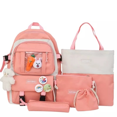 Ein 1,41 Zoll-Rosa-Schulrucksack stellt Rucksack-Satz der Mädchen-Jungen-5pc ein