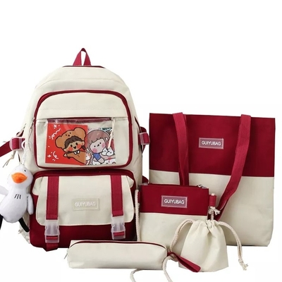 1,35 stellte die Zoll-Mädchen-Schultasche Soems große Kapazität 5 in 1 Rucksack-Riemen-Bleistift-Tasche ein