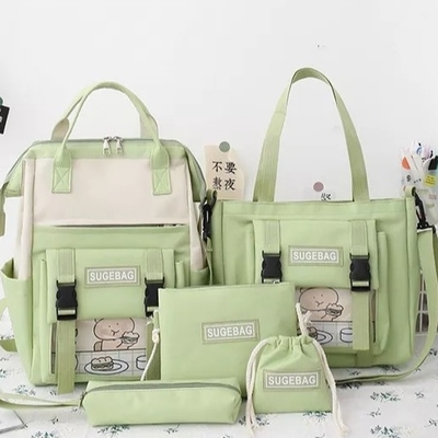 Grüner Rucksack stellt Laptop-Studenten-dauerhafte Buch-Taschen-Mädchen ein