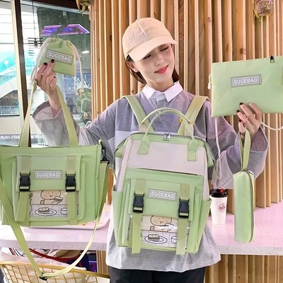 Grüner Rucksack stellt Laptop-Studenten-dauerhafte Buch-Taschen-Mädchen ein