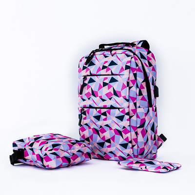 Nylondamen-Laptop-Rucksack stellte wasserdichte 3-teilige Schultasche ein