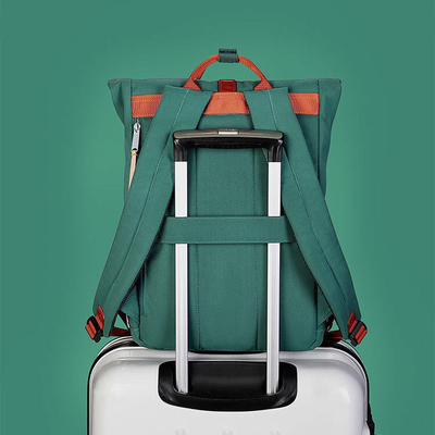 Grüner 42cm Reise-Laptop-Rucksack-dehnbares Rollenspitzen-Rucksack-Oxford Soem