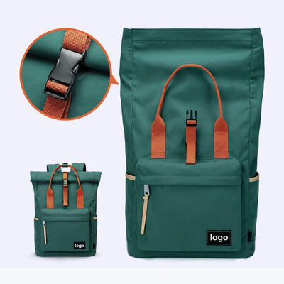 Grüner 42cm Reise-Laptop-Rucksack-dehnbares Rollenspitzen-Rucksack-Oxford Soem