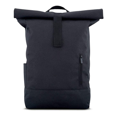 15,6 imprägniern Schwarz-Rollenspitzen-Rucksack Zoll-Rucksack RollTop RPET dehnbares