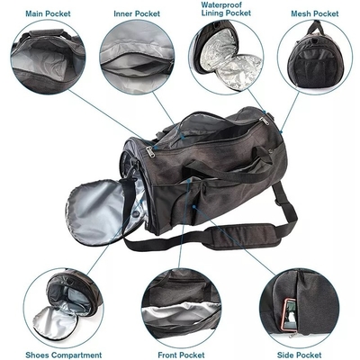 Polyester-Antidiebstahl-Reise-Taschen-Turnhallen-Tasche mit Nassfach-Schuh-Fach