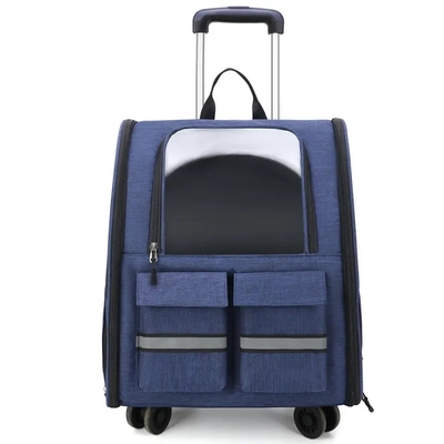 Hunde-Cat Carrier With Wheels Outdoor-Rucksack-Haustier-Fördermaschinen-Haustier-Laufkatze tragbar
