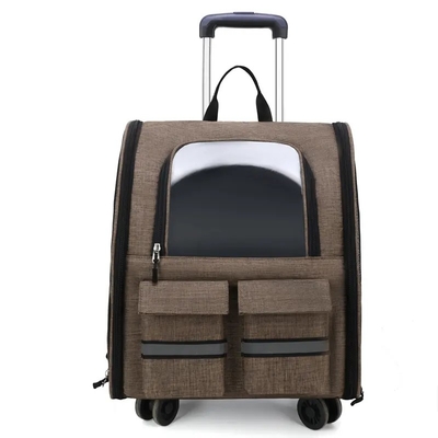 Hunde-Cat Carrier With Wheels Outdoor-Rucksack-Haustier-Fördermaschinen-Haustier-Laufkatze tragbar